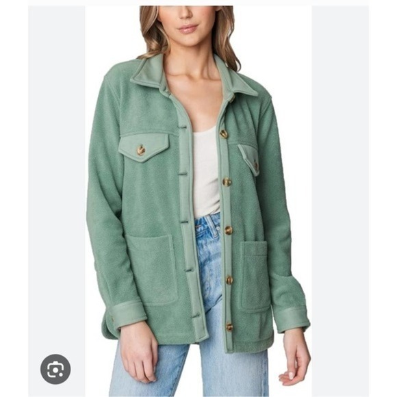 BLANKNYC Fleece Shirt Jacket w/Pockets‎ Lilac size Large - Picture 2 of 10